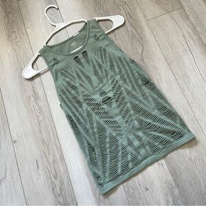 ALO Yoga Green Distressed Tank Top